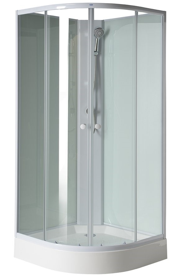 AIGO čtvrtkruhový sprchový box 900x900x2040 mm, bílý profil, čiré sklo
