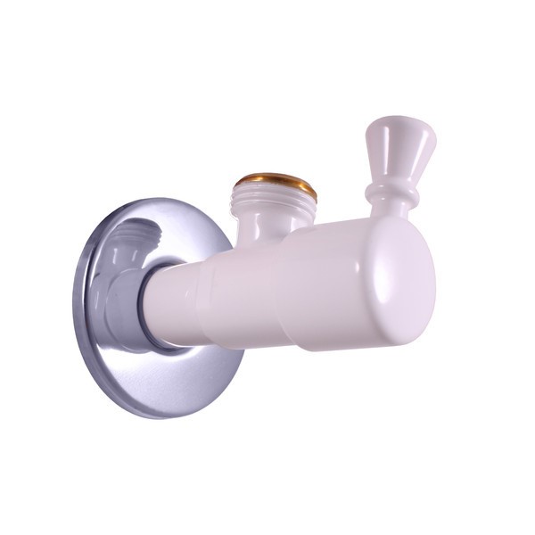 Rohový ventil s keramickým vrškem 1/2&quot; x 1/2&quot;, bílý