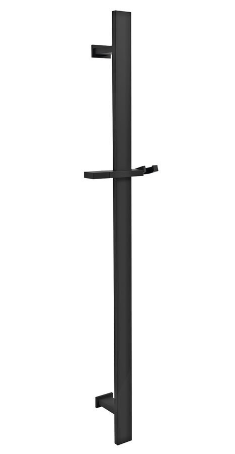 Sprchová tyč, posuvný držák, hranatá, 700 mm, černá mat