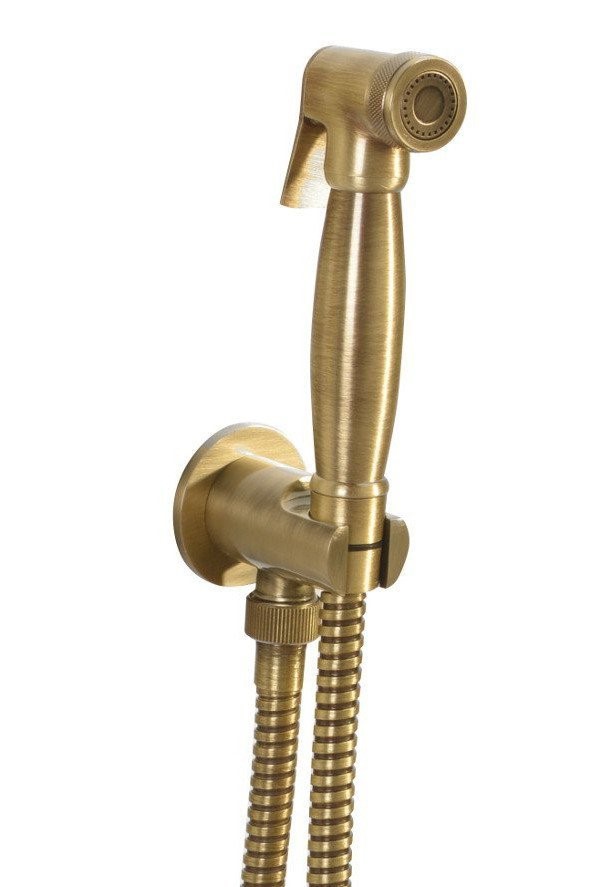 Bidetová sprška retro s hadicí a držákem sprchy s vyústěním, bronz
