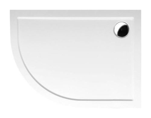 RENA R sprchová vanička z litého mramoru,čtvrtkruh 100x80x4cm, R550, pravá, bílá