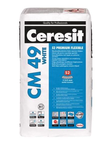 Bílé flexibilní lepidlo Ceresit CM49 S2 na kritické podklady, 20 kg