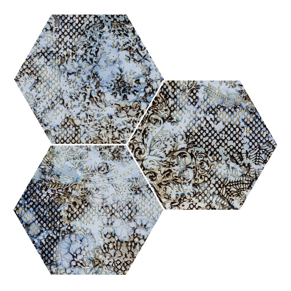 Obklad/dlažba Hexagon Blue 25x29 cm, pololesk