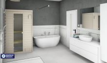 Barevný grafický návrh koupelny, případně WC ve 3D + technický návrh