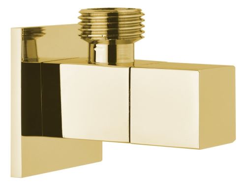 Rohový ventil s rozetou, hranatý, 1/2"x 3/8" , zlato