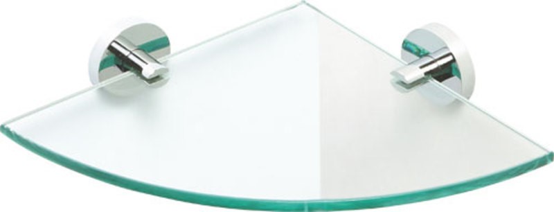 Skleněná polička rohová, 25x25cm, mléčné sklo, série Omega Economy